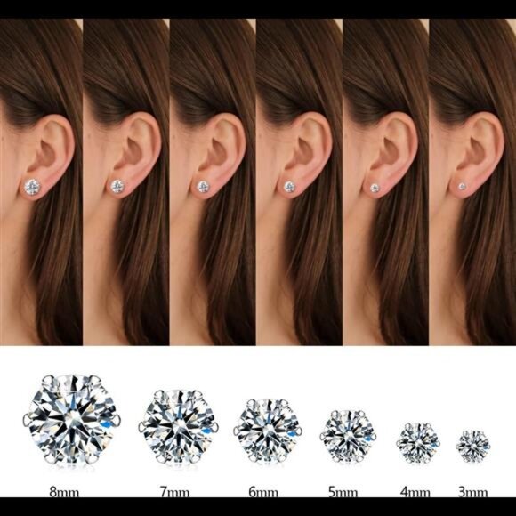 Hypoallergenic Flat Back Earrings,8Pairs Stainless Steel Earrings Surgical Steel - Picture 4 of 7